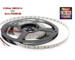 Tira LED 5 mts Flexible 24V 105W 1190 Led SMD 3014 IP20 Blanco Cálido, Serie PREMIUM IRC >90